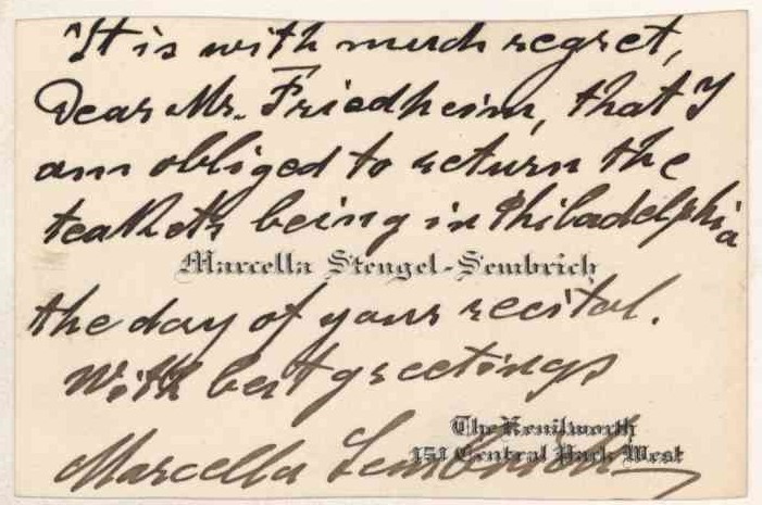 Sembrich, Marcella - Carte de Visite Signed
